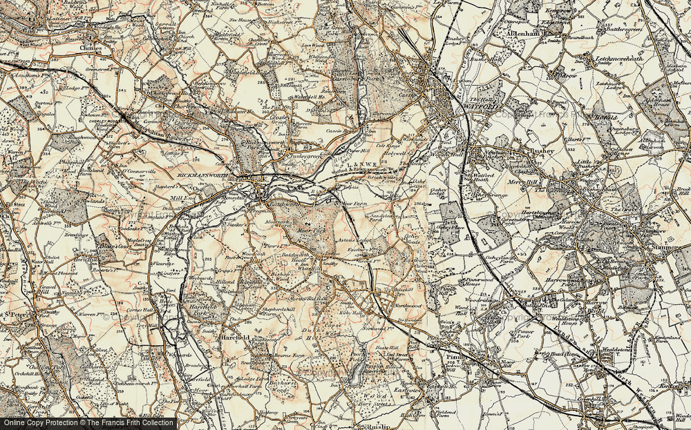 Old Map of Historic Map covering Tolpits Ho in 1897-1898