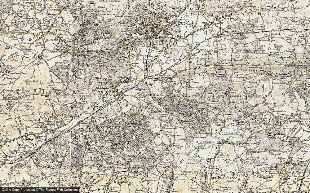 Old Map of Historic Map covering Waverley Abbey Ho in 1898-1909