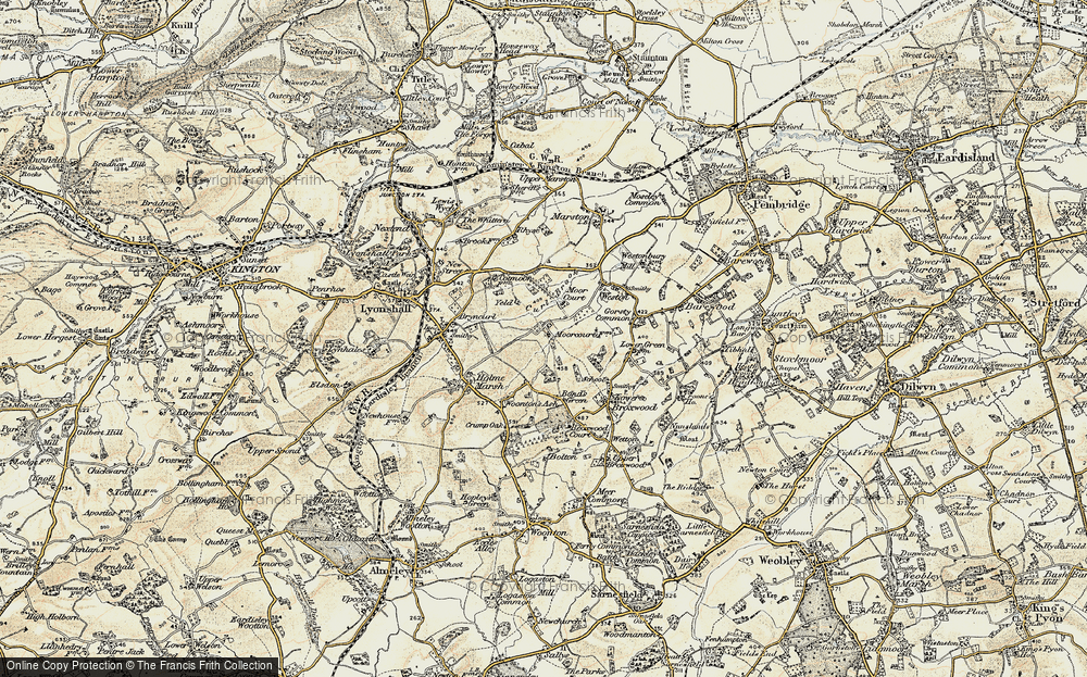 Old Map of Historic Map covering Bond's Green in 1900-1903
