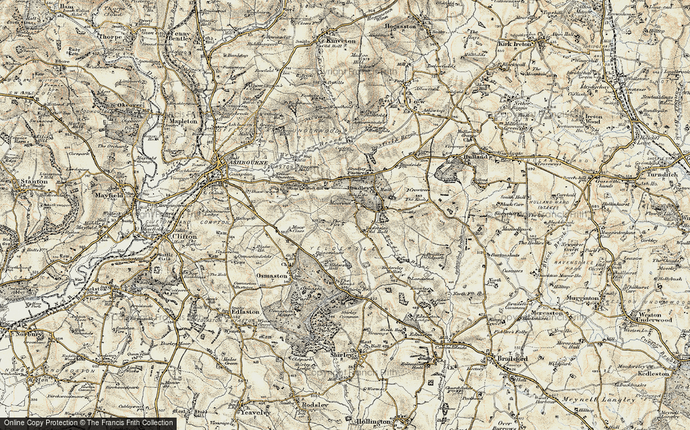 Old Map of Historic Map covering Bradley Moor in 1902