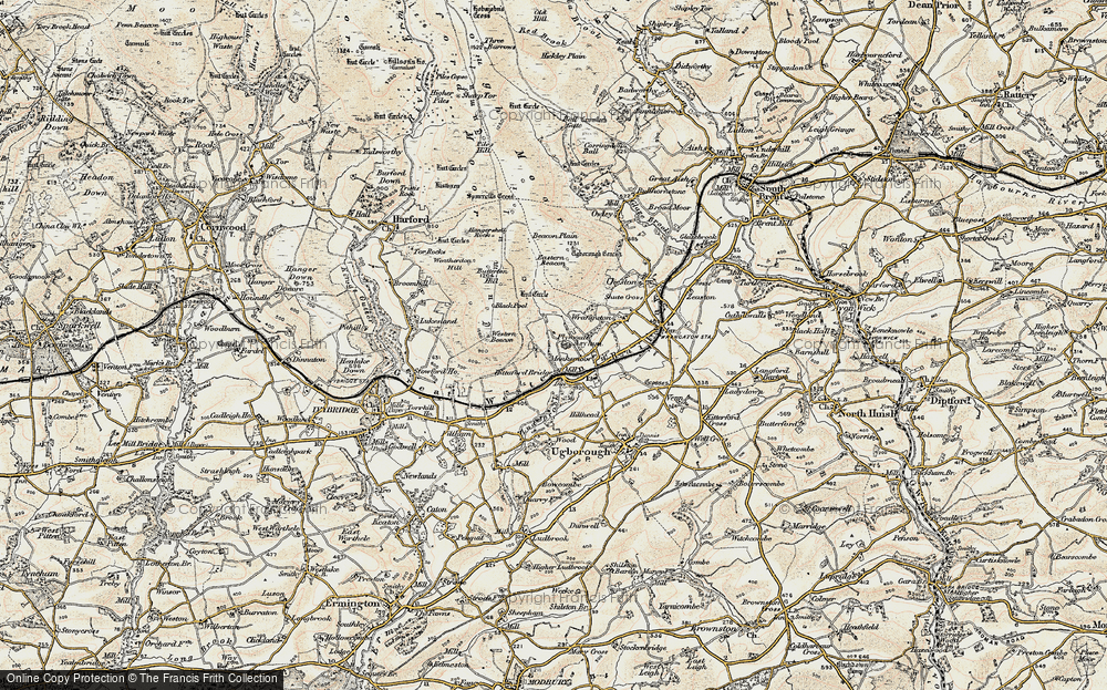 Old Map of Moorhaven Village, 1899-1900 in 1899-1900