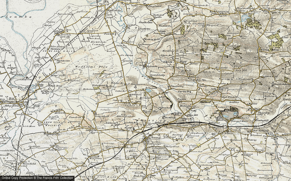 Old Map of Historic Map covering Moorhouse Hall in 1901-1904