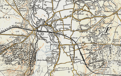 Old map of Avon Valley Path in 1897-1909