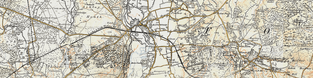 Old map of Avon Valley Path in 1897-1909