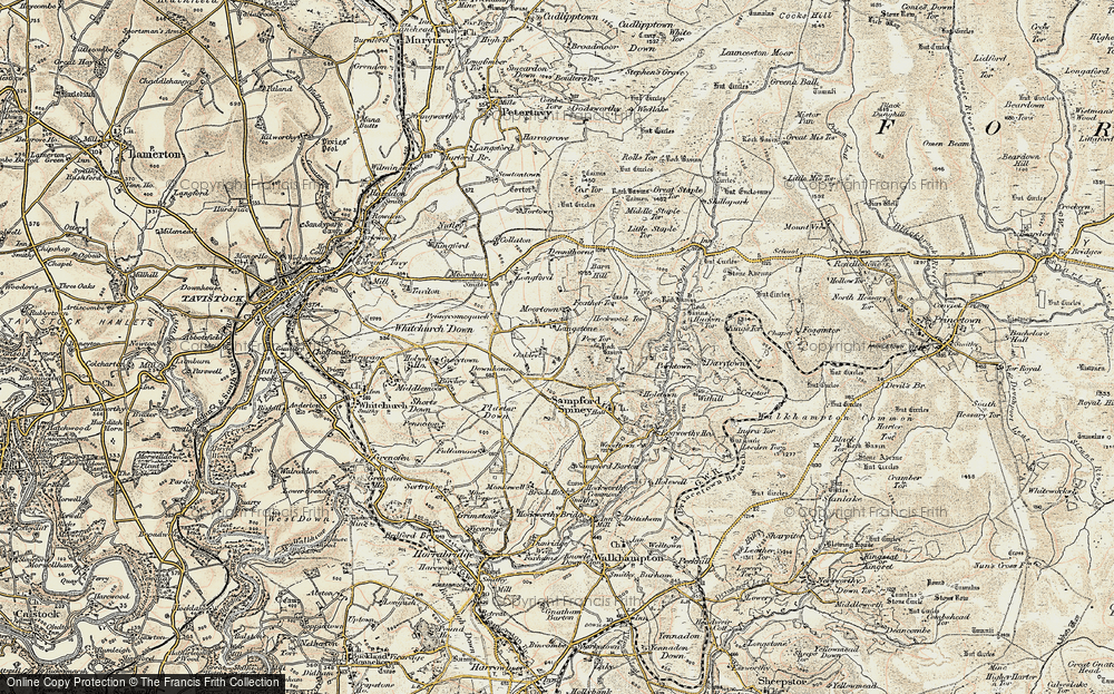 Old Map of Historic Map covering Moorshop in 1899-1900