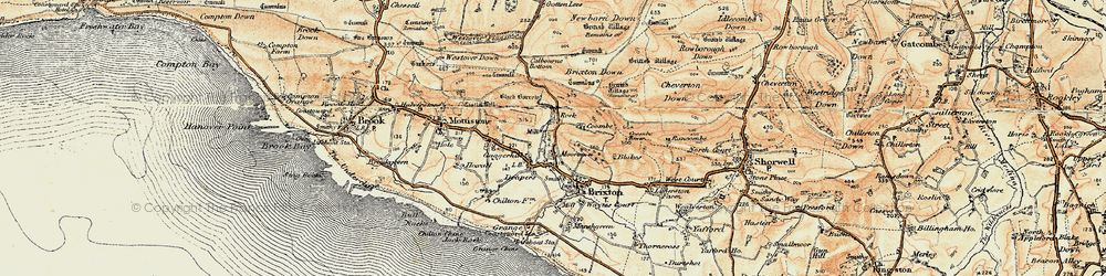 Old map of Brighstone Down in 1899-1909