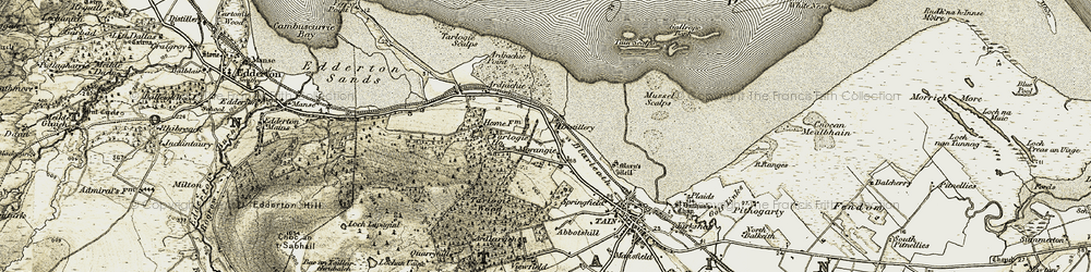 Old map of Morangie in 1911-1912