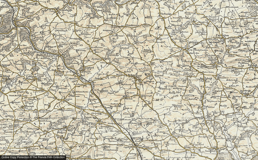 Old Map of Historic Map covering Bishopsleigh in 1899-1900