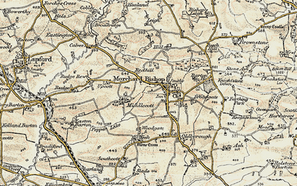 Old map of Morchard Bishop in 1899-1900
