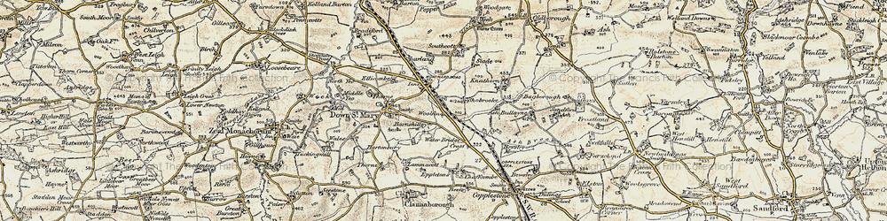 Old map of Ash Bullayne in 1899-1900
