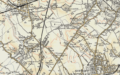 Old map of Morden Park in 1897-1909