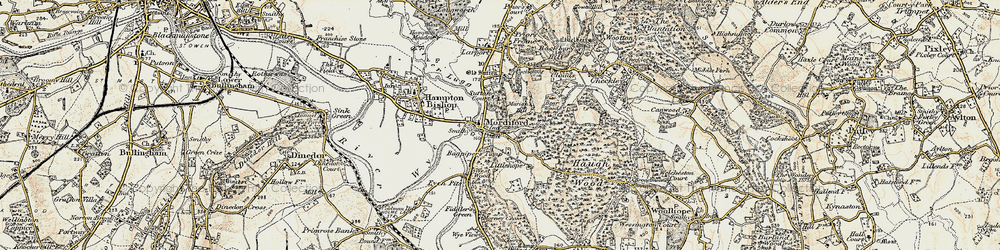 Old map of Mordiford in 1899-1901