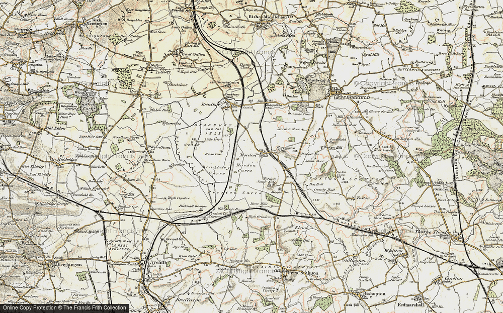 Old Map of Historic Map covering Bradbury Carrs in 1903-1904