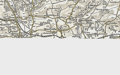 Old map of Morebath in 1898-1900
