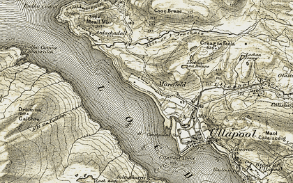 Old map of Beinn Giuthais in 1908-1912
