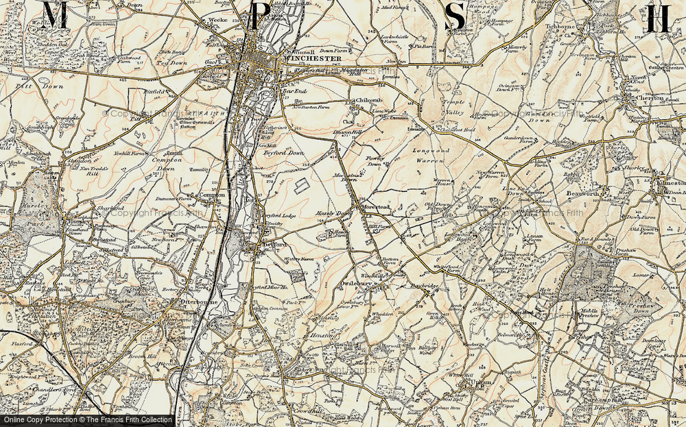 Old Map of Morestead, 1897-1900 in 1897-1900