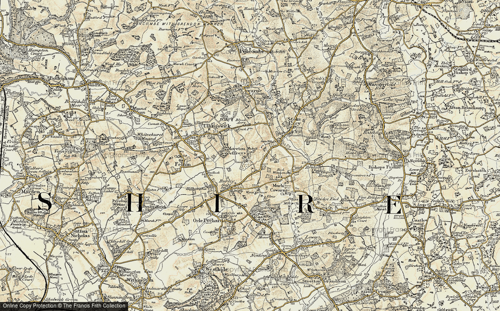 Old Map of Historic Map covering Windmill Hill in 1899-1901