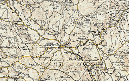 Old map of Moretonhampstead in 1899-1900