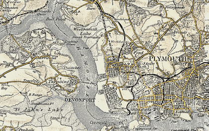 Old map of Morice Town in 1899-1900