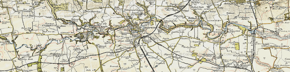 Old map of Morpeth in 1901-1903