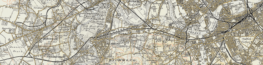 Old map of Mortlake in 1897-1909
