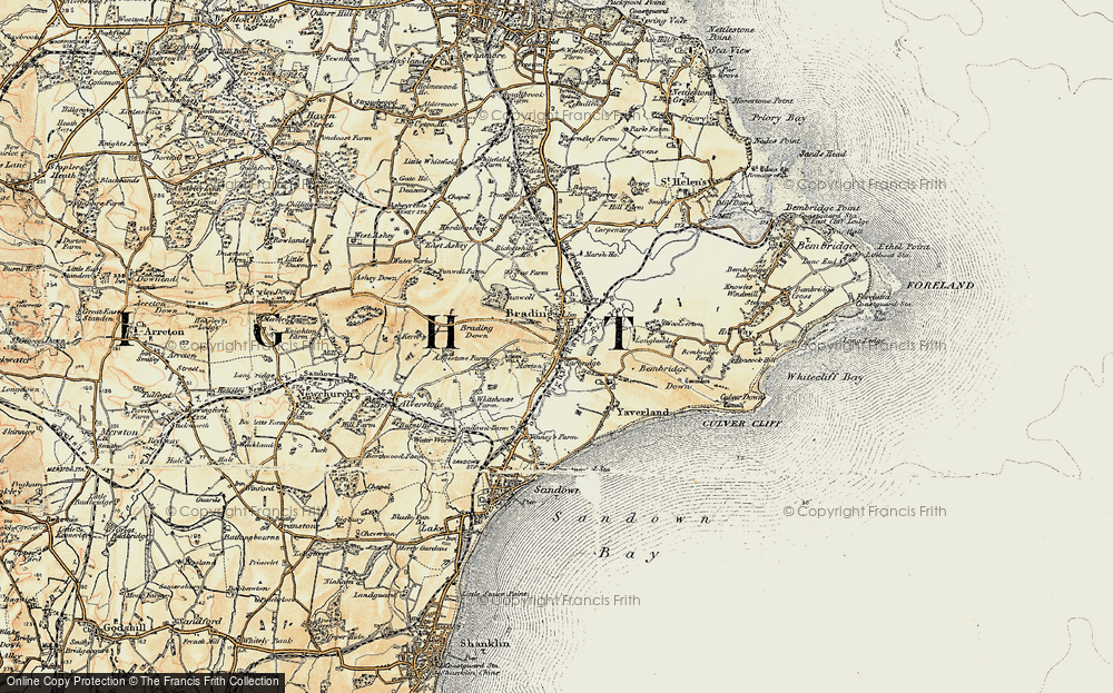 Old Map of Historic Map covering Brading Down in 1899