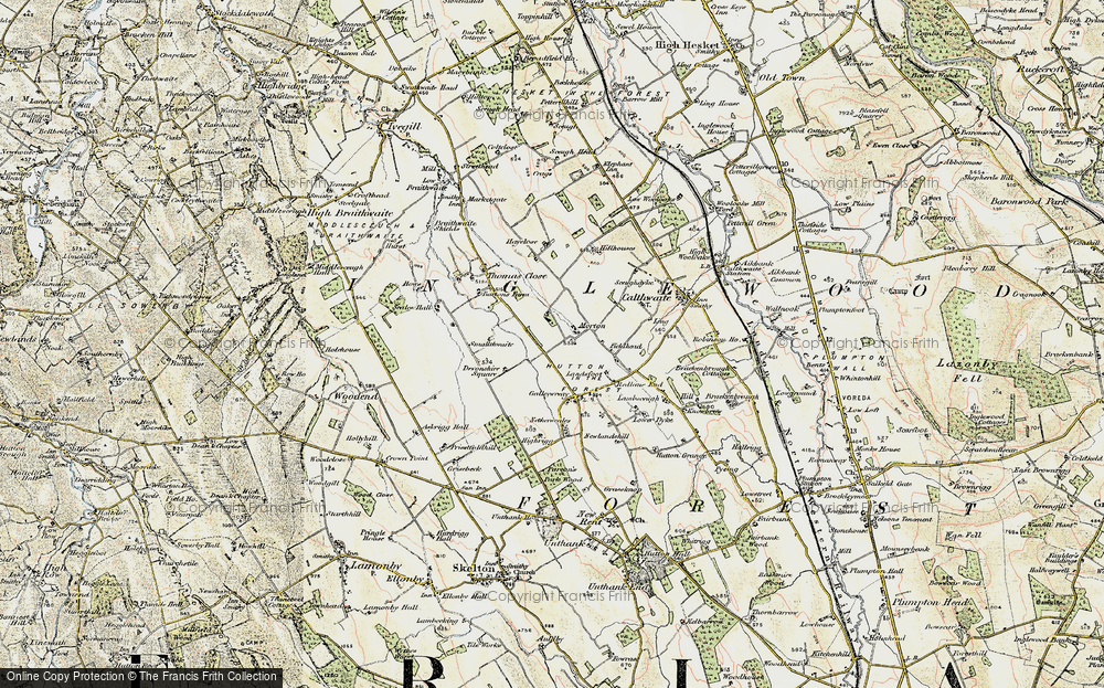 Old Map of Historic Map covering Hutton End in 1901-1904