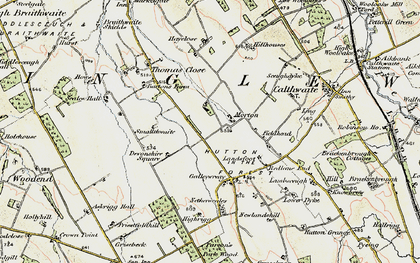 Old map of Hutton End in 1901-1904