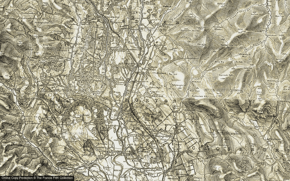 Old Map of Historic Map covering Bellybought Hill in 1904-1905