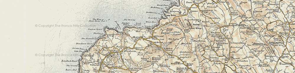 Old map of Morvah in 1900