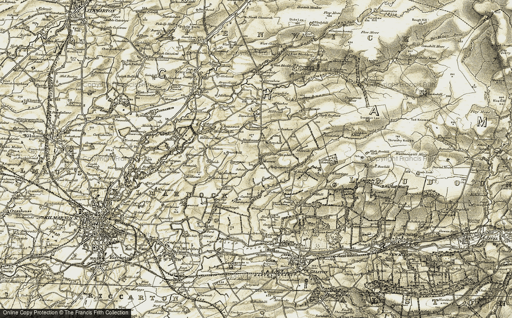 Old Map of Historic Map covering Armsheugh in 1905-1906