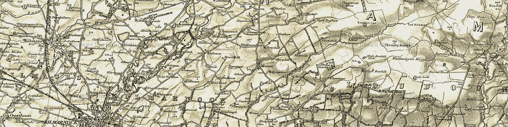 Old map of Alton Burn in 1905-1906