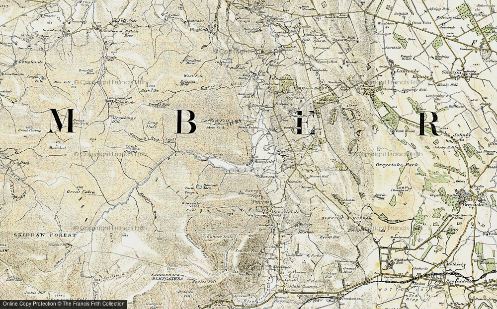 Old Map of Historic Map covering Bowscale Fell in 1901-1904