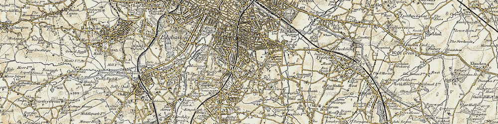 Old map of Moseley in 1901-1902