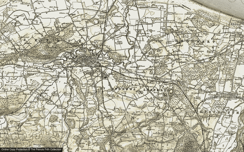 Old Map of Historic Map covering Barmuckity in 1910-1911