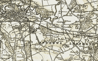 Old map of Moss of Barmuckity in 1910-1911