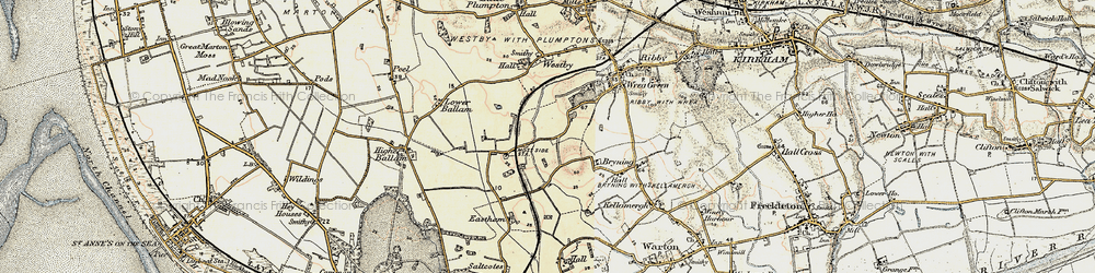 Old map of Wrea Brook in 1903