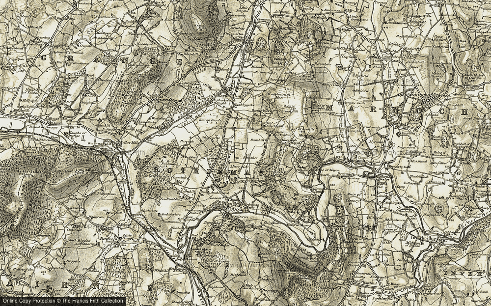 Old Map of Historic Map covering Bruckles in 1910