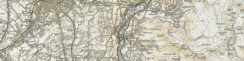 Old map of Mossley Brow in 1903