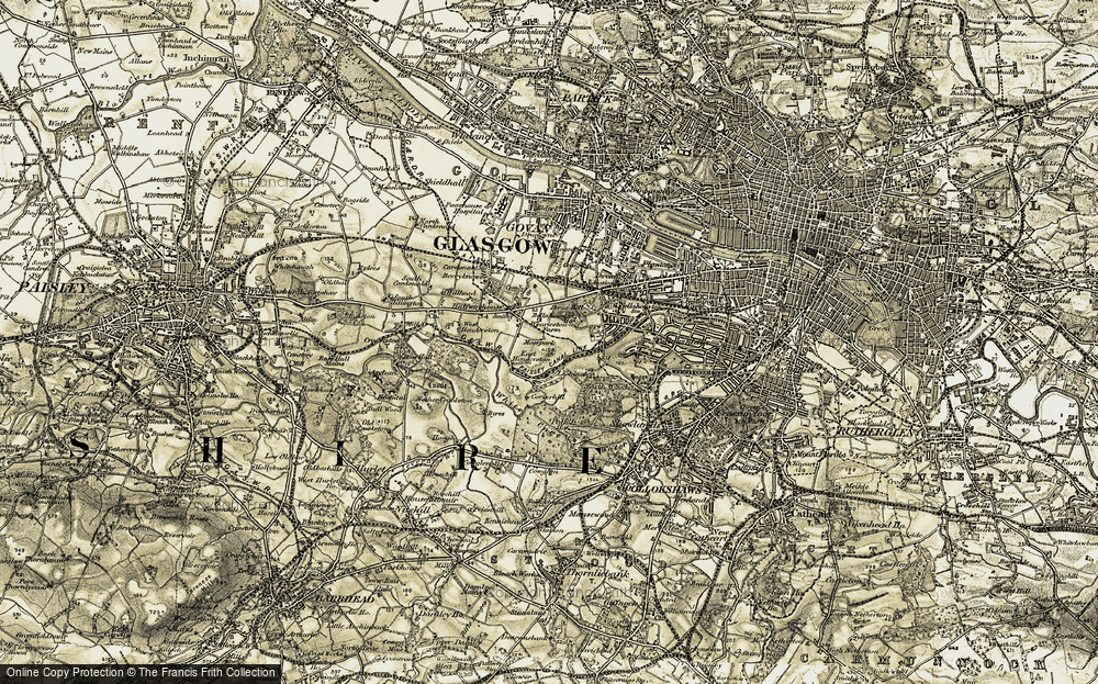 Old Map of Historic Map covering Bellahouston Park in 1904-1905