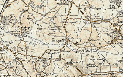 Old map of Mosterton in 1898-1899