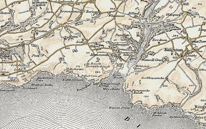 Old map of Battisborough Cross in 1899-1900