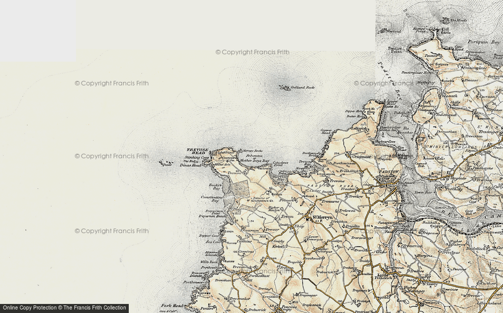 Old Map of Historic Map covering Trevose Head in 1900