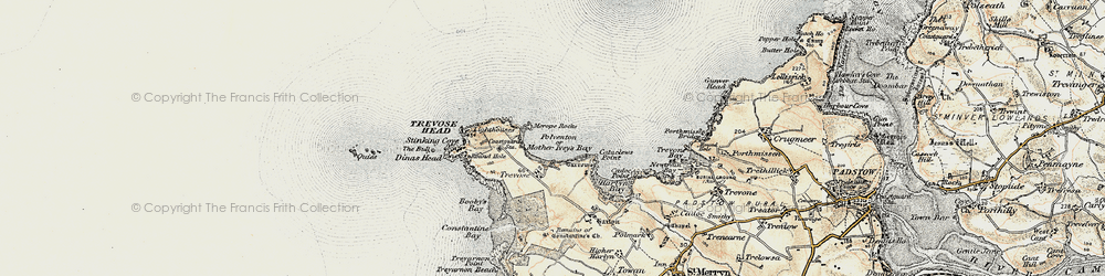 Old map of Trevose Head in 1900