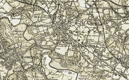 Old map of Motherwell in 1904-1905