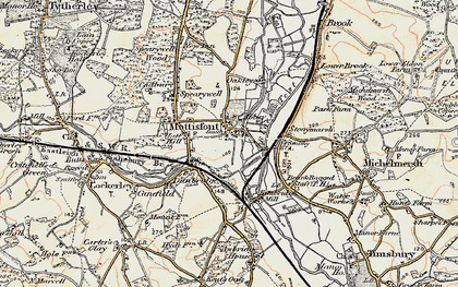 Old map of Mottisfont in 1897-1900