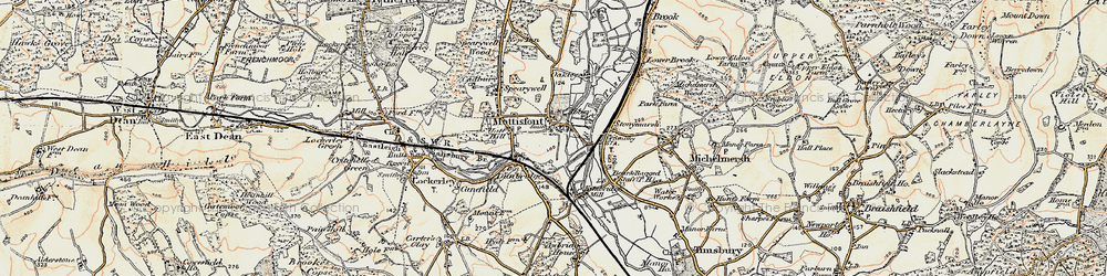 Old map of Mottisfont in 1897-1900