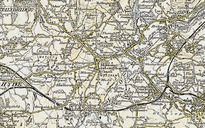 Old map of Mottram in Longdendale in 1903