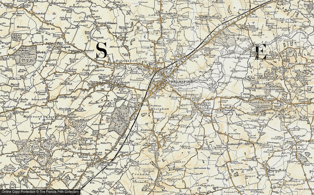 Old Map of Moulsham, 1898 in 1898