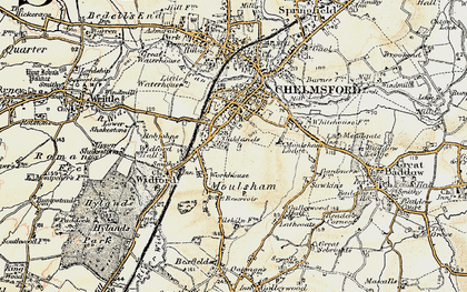Old map of Moulsham in 1898